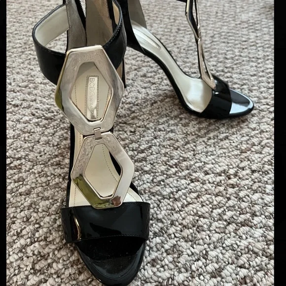 bcbg black and silver heels size 7 - Picture 1 of 3